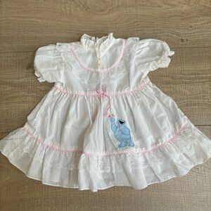Vintage Sesame Street Girls Dress Cookie Monster Dot Lace Trim Ruffle Neck 3T
